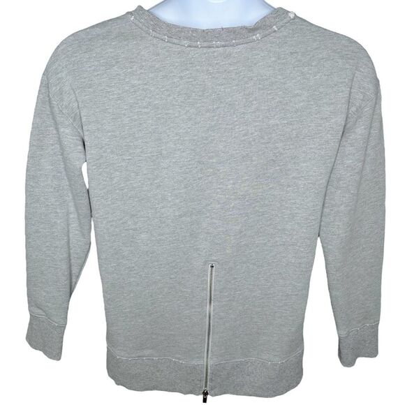 Joe's Jeans Sweatshirt sz M * Distressed Zipper Back Heather Gray Destructed - Picture 2 of 5